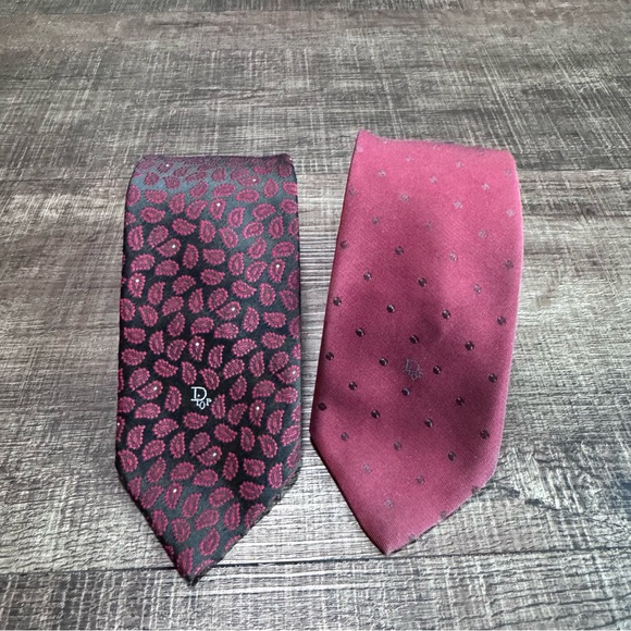 Dior Black and Pink Patterned Ties - Picture 1 of 6